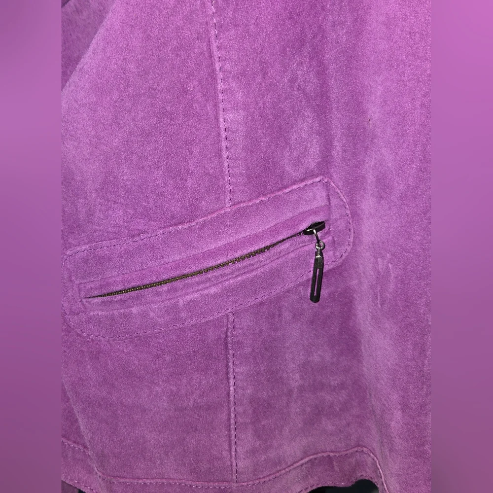 JONES NEW YORK Leather Moto Jacket Purple Sz XL - Picture 3 of 11